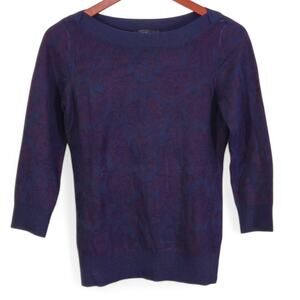 Ann Taylor Sweater Purple Size S Long Sleeve Minimalist Jaquard Knit